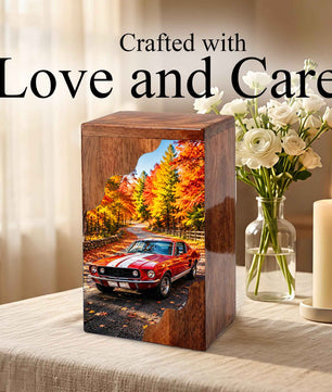 Classic Car Wooden Cremation Urn – Wooden Urn for Human Ashes