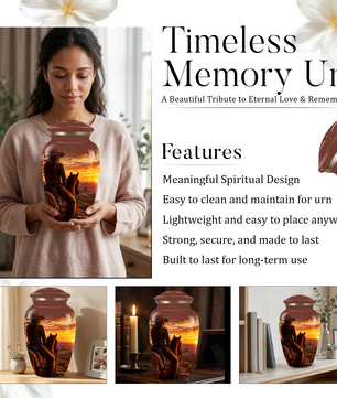 Personalized Adult Cremation Urn for Ashes, Custom Memorial Urn, Western Cowboy Horse Sunset Design