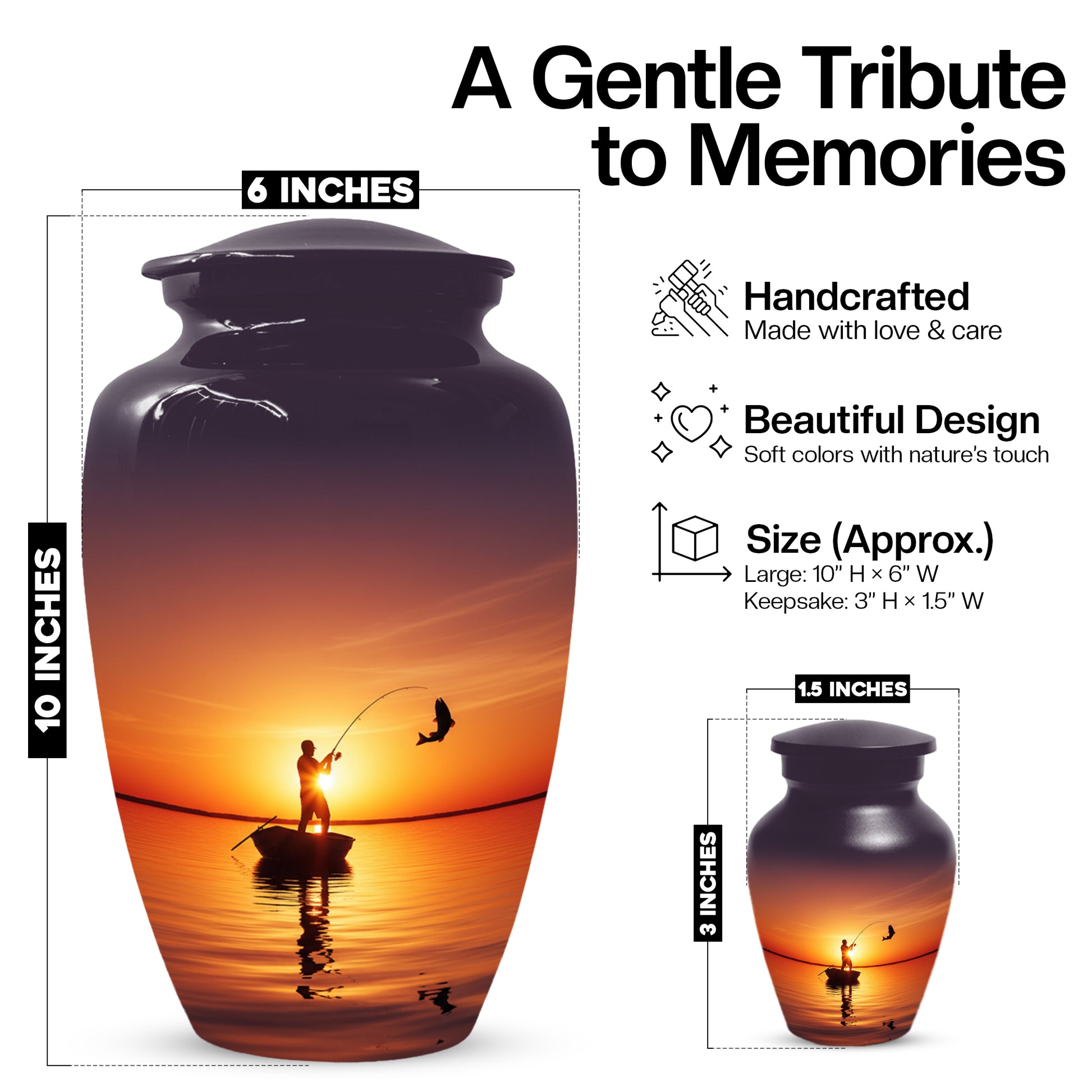 Fishing Urn for Human Ashes | Fishing Cremation Urn for Dad, Men