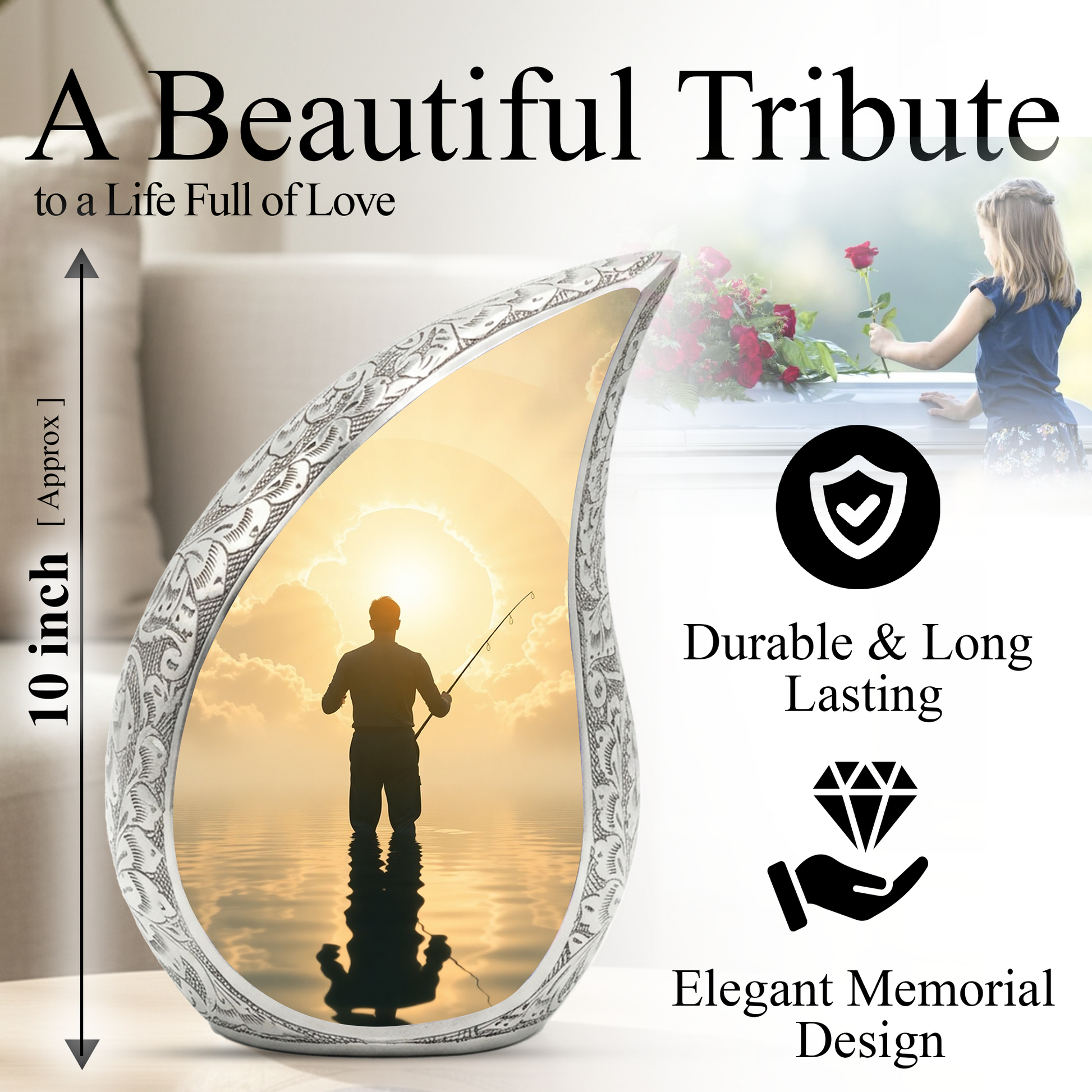 Fishing Gone Fishing Urn for Dad, Fishing Urns for Human Ashes