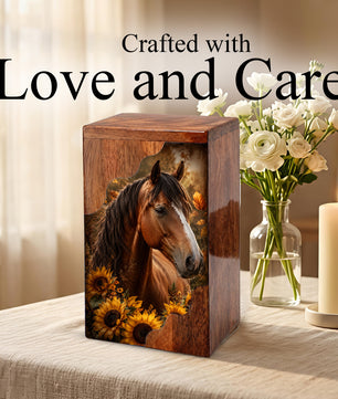 Horse Wooden Cremation Urn – Wooden Urn for Human Ashes