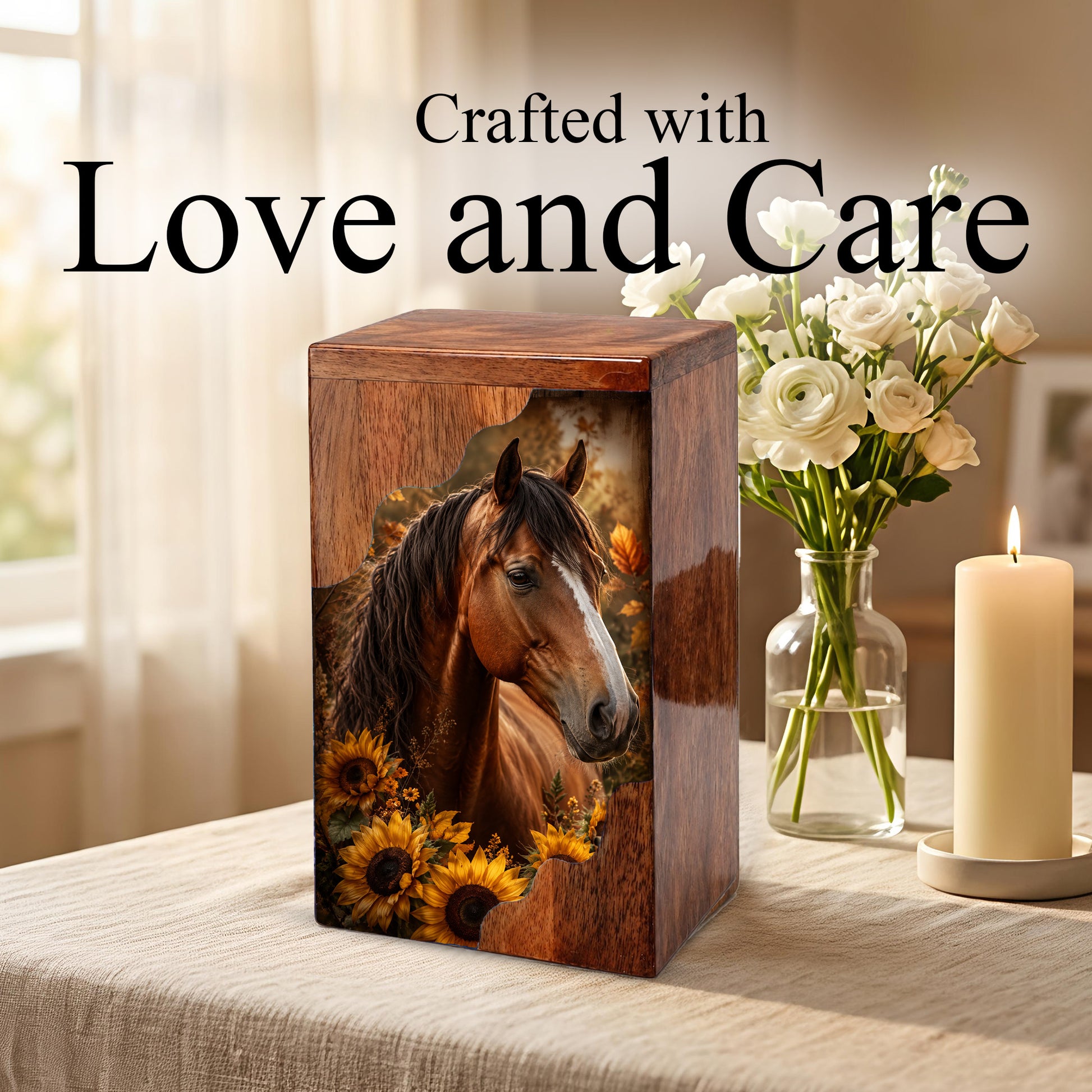 Horse Wooden Cremation Urn – Wooden Urn for Human Ashes