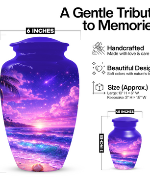 Personalized Beach Cremation Urn for Ashes | Ocean Wave Memorial Urn