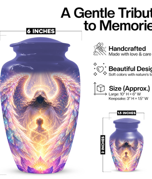 Guardian Angel Cremation Urn, Personalized Angel Memorial Urn for Human Ashes