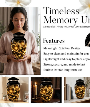 Personalized Adult Cremation Urn for Ashes, Golden Butterfly Heart Memorial Urn, Custom Adult Urn