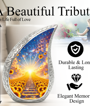Sunflower Heaven Adult Urn for Human Ashes – Premium Sunflower Cremation Urn