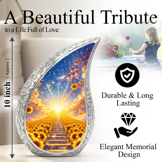 Sunflower Heaven Adult Urn for Human Ashes – Premium Sunflower Cremation Urn