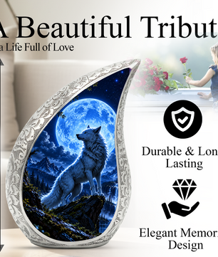 Wolf Cremation Urn for Ashes | Blue Moon Wolf Adult keepsake urn
