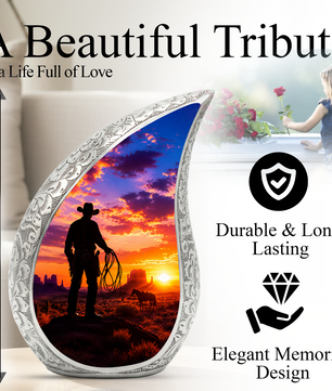 Western Cowboy Memorial Urn for Dad, Adult Cremation Urn for Ashes