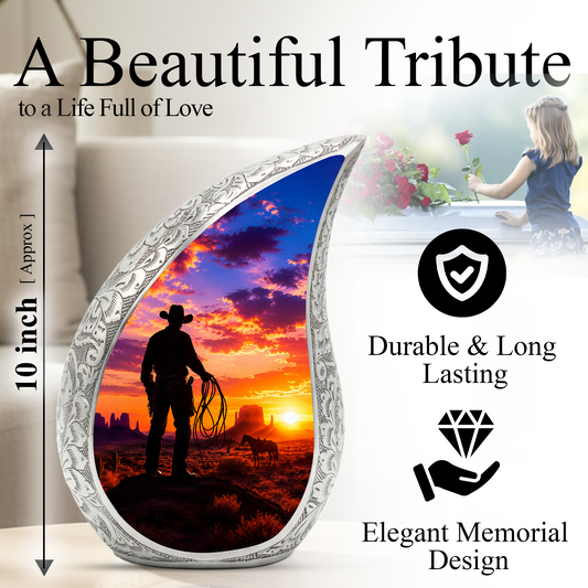 Western Cowboy Memorial Urn for Dad, Adult Cremation Urn for Ashes