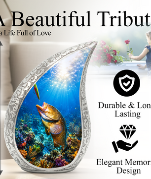 Bass Fishing Memorial Urn for Dad | Fisherman Cremation Urn for Ashes