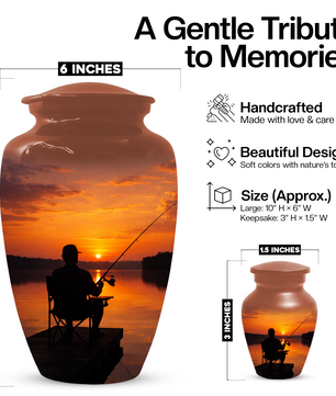 Fishing Cremation Urn for Dad | Personalized Gone Fishing Urn for Human Ashes