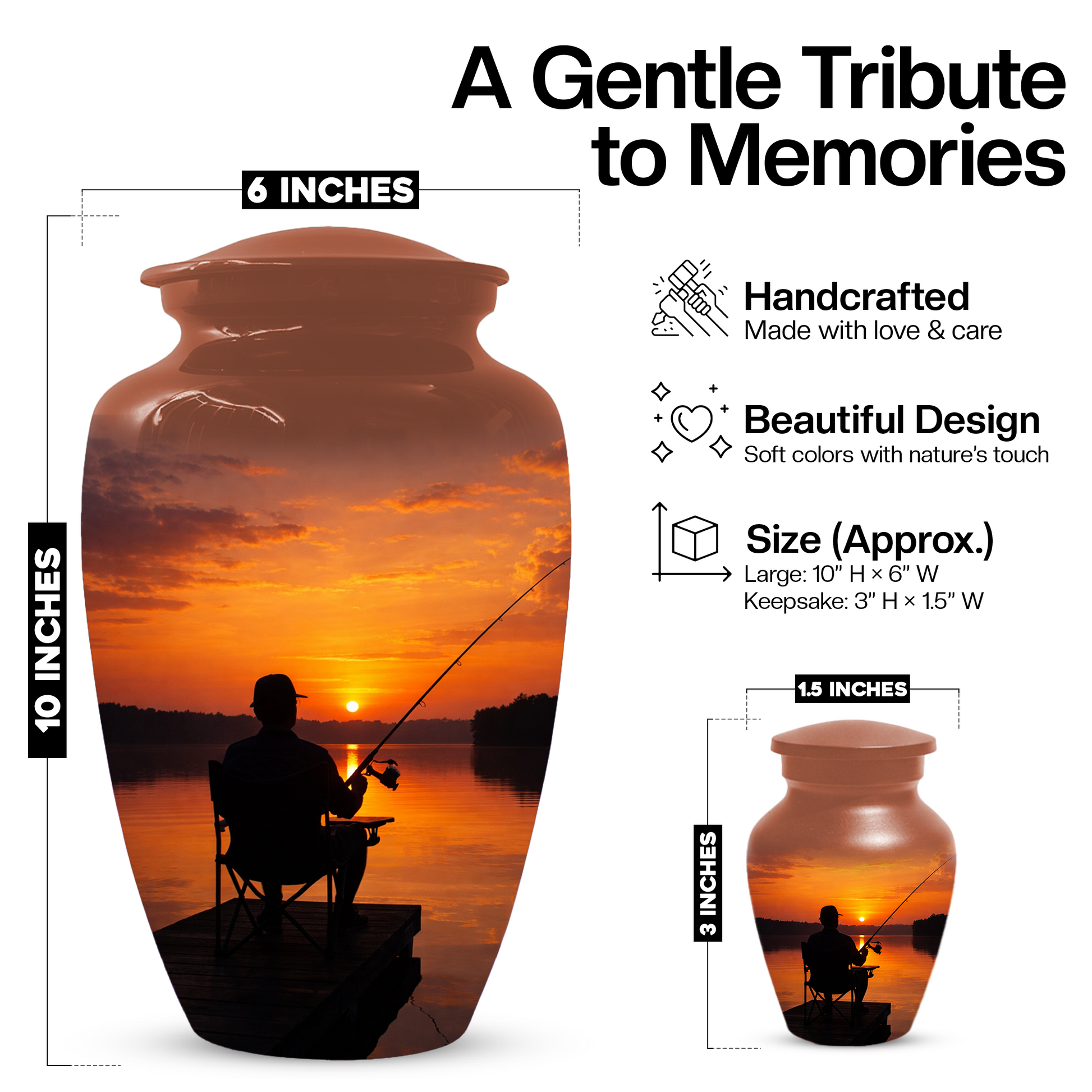 Fishing Cremation Urn for Dad | Personalized Gone Fishing Urn for Human Ashes