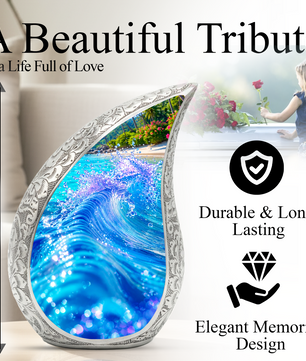 Ocean Wave Urn for Mom – Personalized Beach Cremation Urn for Women | Memorial Ocean Urn for Mother & Sister