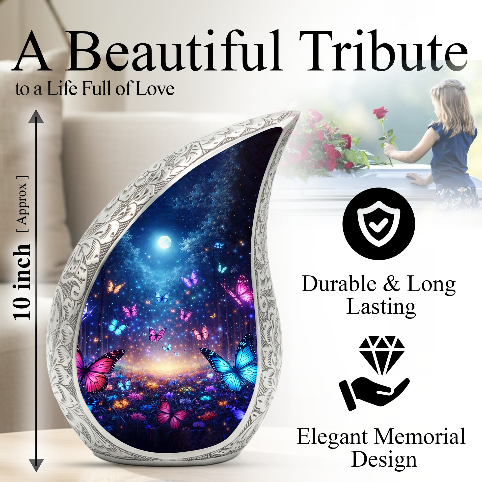Personalized Butterfly Urn for Mom – Butterfly Urn for Ashes | Beautiful Cremation Urn for Women & Memorial Keepsake