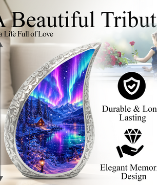 Aurora Borealis Cremation Urn for Mom & Women | Beautiful Keepsake Urn for Mom, Mother, Sister & Daughter