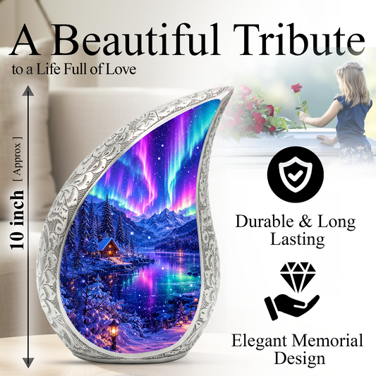 Aurora Borealis Cremation Urn for Mom & Women | Beautiful Keepsake Urn for Mom, Mother, Sister & Daughter