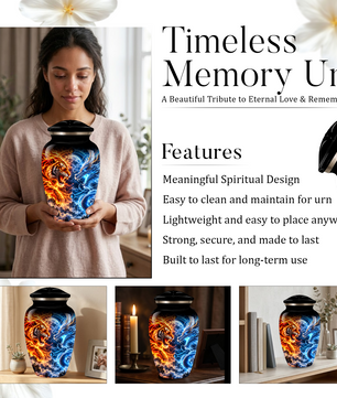 Personalized Adult Cremation Urn for Ashes, Fire and Ice Tiger and Dragon Memorial Urn