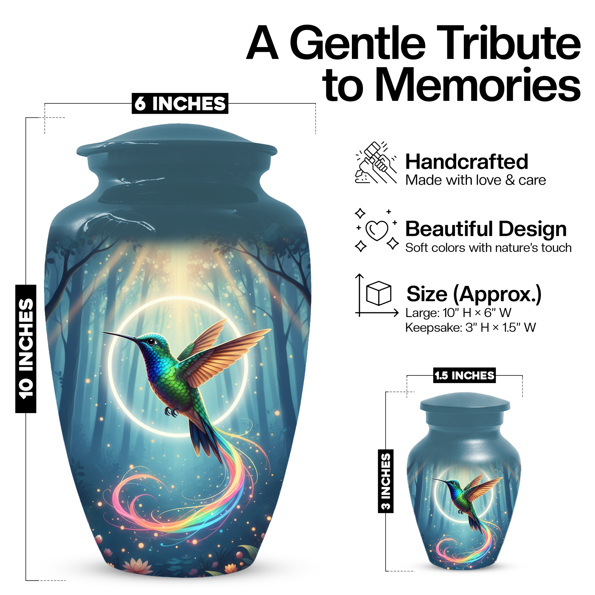 Personalized Hummingbird Urn for Mom | Custom Cremation Urn