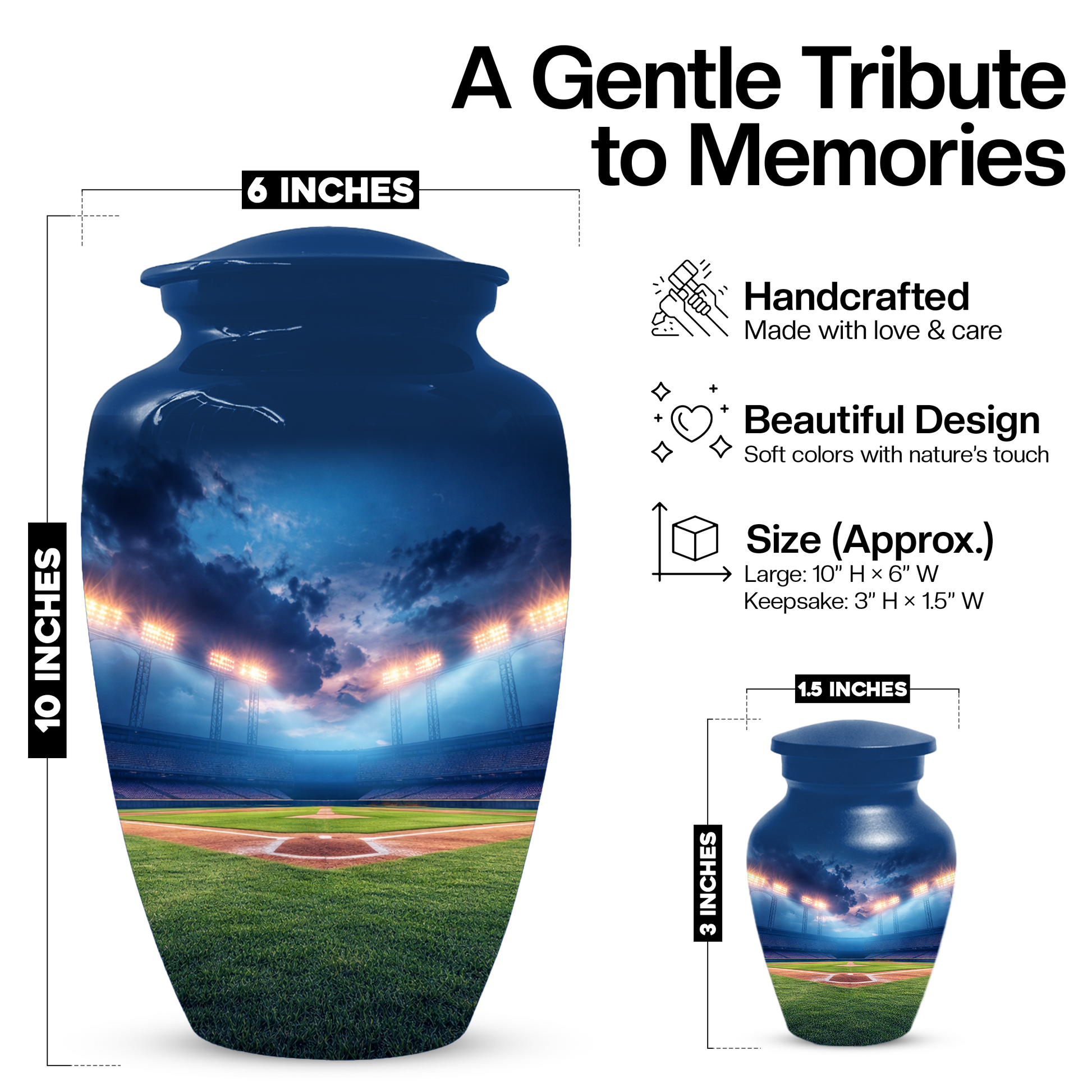 Baseball Urn for Ashes, Custom Baseball Memorial Urn, Stadium Cremation Urn