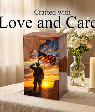 Military Wooden Cremation Urn for Human Ashes