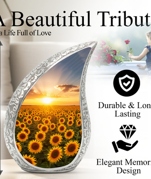 Sunflower Urn for Mom | Sunflower Urn for Human Ashes | Adult Cremation Urn