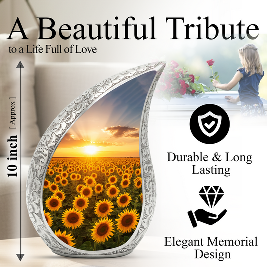 Sunflower Urn for Mom | Sunflower Urn for Human Ashes | Adult Cremation Urn