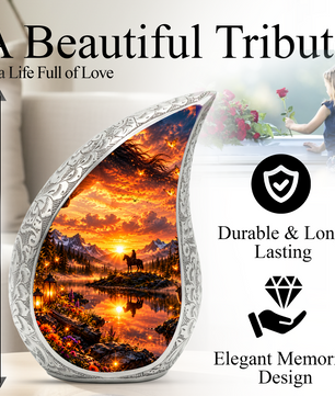 Horse Cremation Urn for Ashes, Cowboy Memorial Urn, Western Adult Urn, Horse Lover Urn