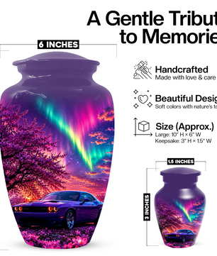 Muscle Car Urn for Human Ashes, Aurora Borealis Cremation Keepsake Urnsfor Dad