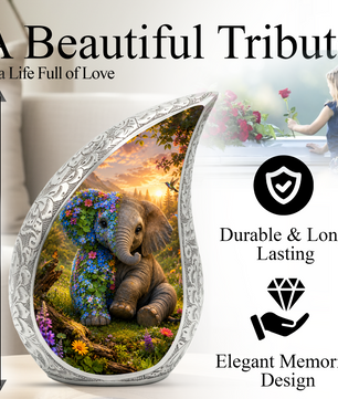 Elephant Urn for Human Ashes | Majestic Elephant Adult Cremation Urn | Wildlife Memorial Urn