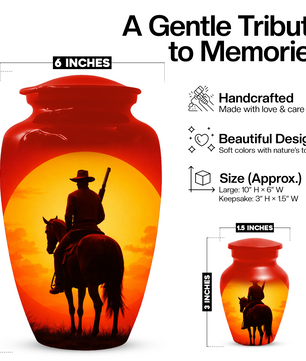 Cowboy Urn for Ashes | Western Horse Cremation Urn for Dad | Custom Funeral Cremation Urn for Men