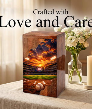 Baseball Wooden Cremation Urn – Wooden Urn for Human Ashes