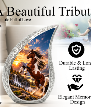 Horse Cremation Urn for Ashes, Rearing Horse Memorial Urn, Personalized Adult Urn