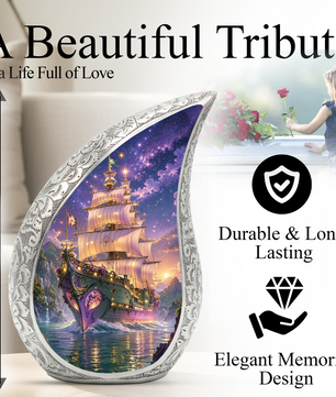 Pirate Ship Urn for Human Ashes | Nautical Adult Cremation Urn | Pirate Ship Memorial Urn for Adult Ashes