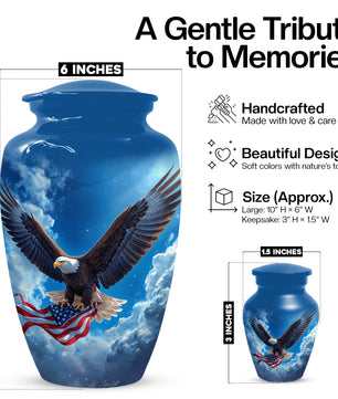 Patriotic Eagle Urn for Human Ashes | Flying Bald Eagle Adult Cremation Urn