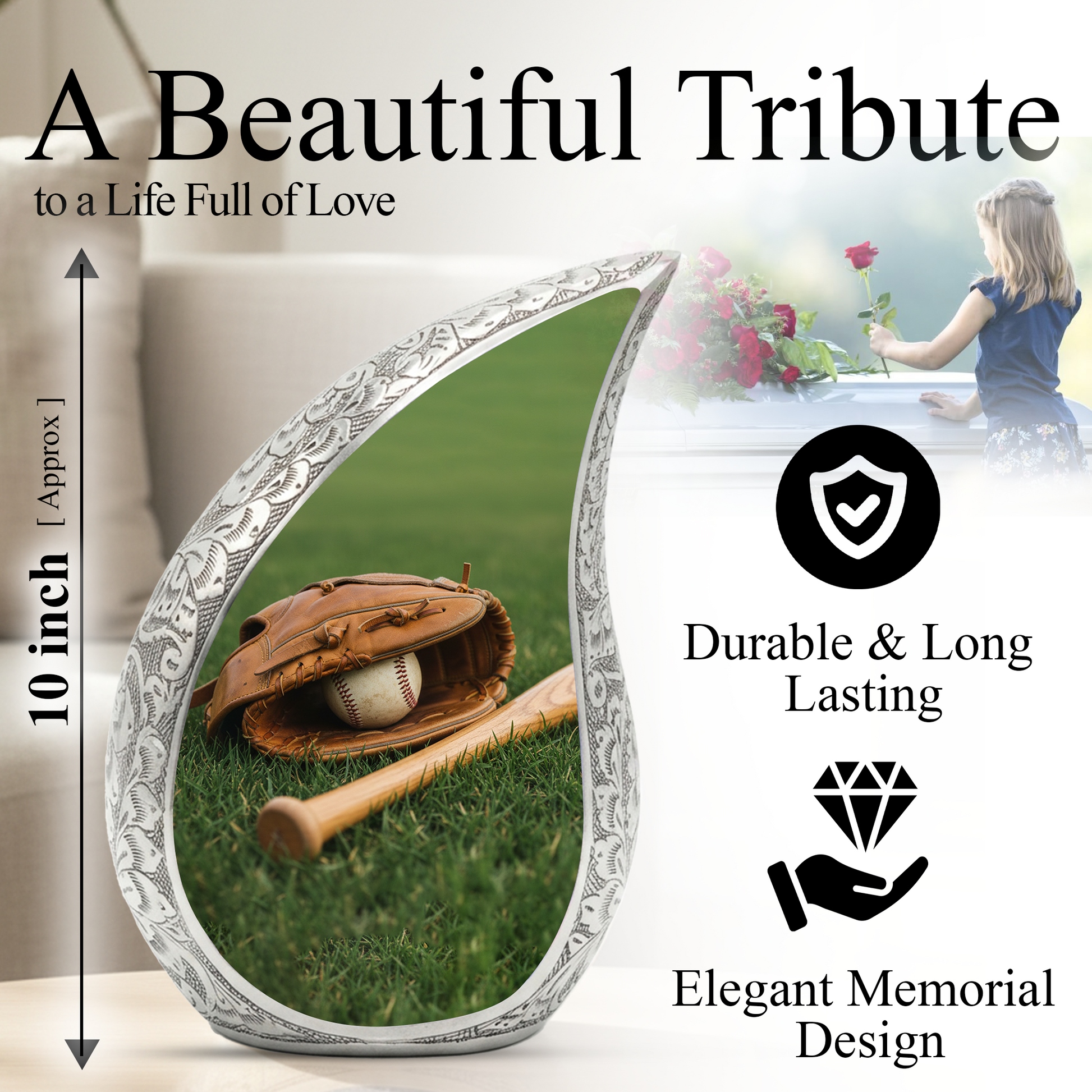 Personalized Baseball Urn for Dad | Keepsake Memorial Urn for Father