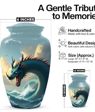 Ocean Dragon Urn for Adult Ashes – Fantasy Sea Dragon Cremation Urn | Memorial Urn