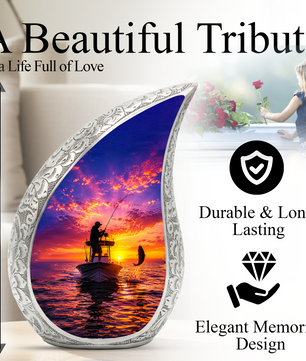 Gone Fishing Urn for Dad, Fishing Cremation Urn for Ashes ,Memorial Urn For Keepsake