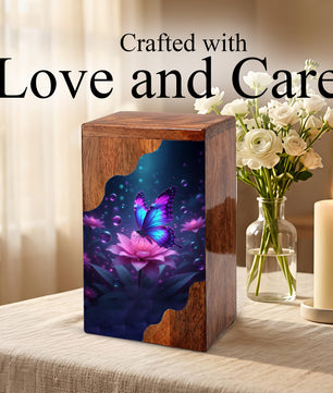 Butterfly Cremation Urn – Custom Wooden Memorial Urn Box for Ashes
