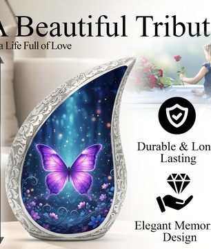 Purple Butterfly Urn for Human Ashes | Urn for Mom | Butterfly Memorial Urn