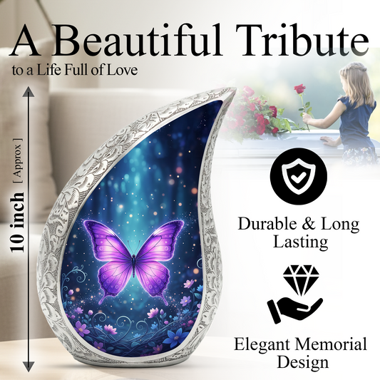 Purple Butterfly Urn for Human Ashes | Urn for Mom | Butterfly Memorial Urn