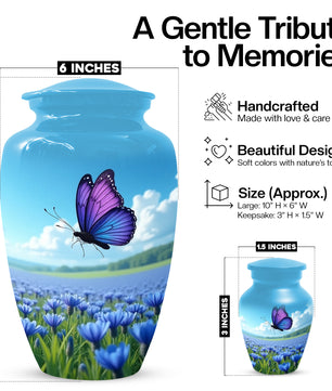 Purple Butterfly Urn for Human Ashes | Elegant Purple Butterfly Cremation Urn for Adult Memorial