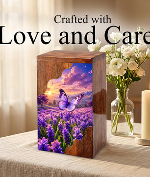 Butterfly Wooden Cremation Urn for Mom | Personalized Urn for Human Ashes