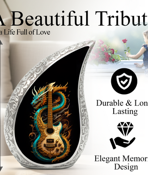 Dragon Guitar Adult Cremation Urn – Personalized Adult Urn for Ashes| Premium Cremation Urn for Human Ashes