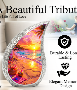 Tropical Beach Adult Cremation Urn – Personalized Adult Urn for Ashes | Sunset Memorial Urn