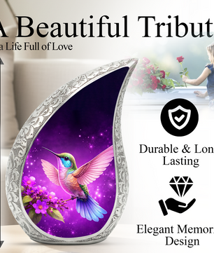 Hummingbird Urn for Mom | Floral Memorial Urn | Adult Cremation Urn