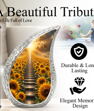 Sunflower Sunrise Urn for Human Ashes | Beautiful Floral Cremation Urn for Mom & Women