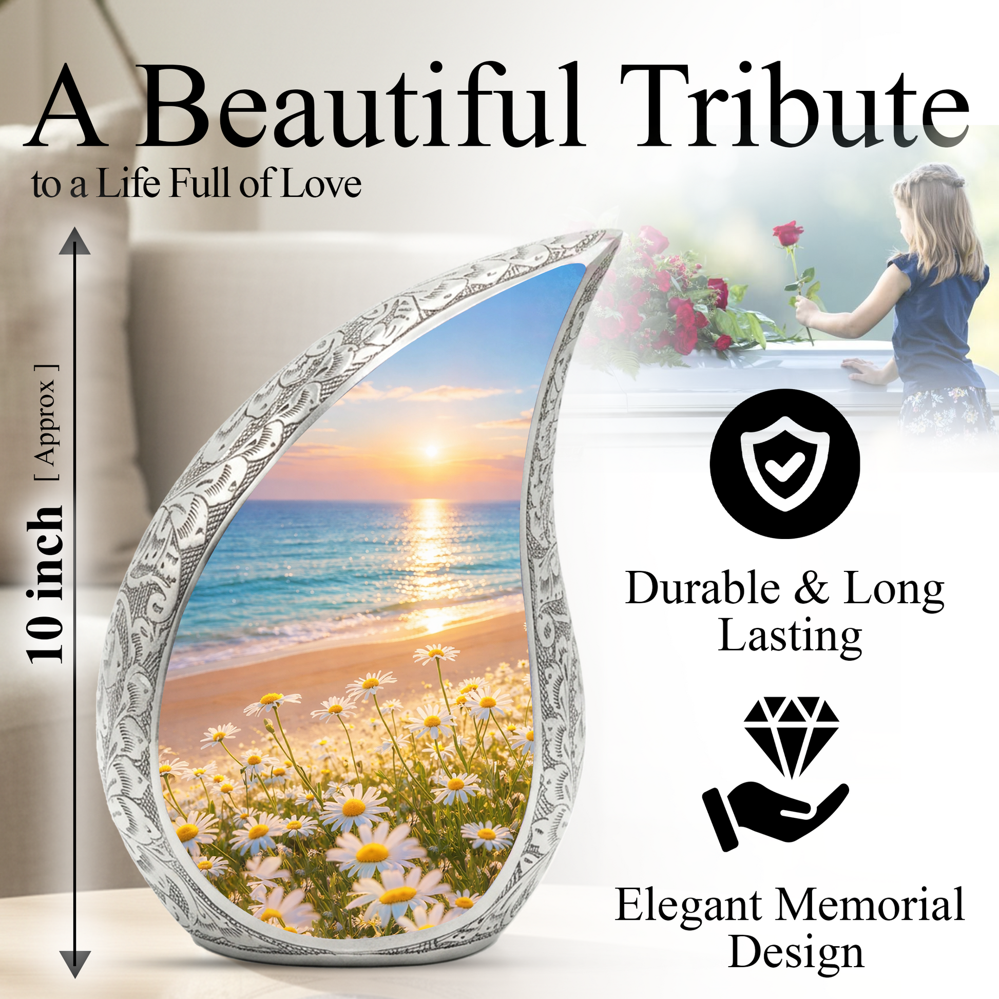 Sunflower Beach Adult Urn for Human Ashes – Premium Beach Cremation Urn