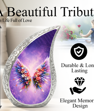 Angel Wings Memorial Urn for Mom, Beautiful Cremation Urn for Women