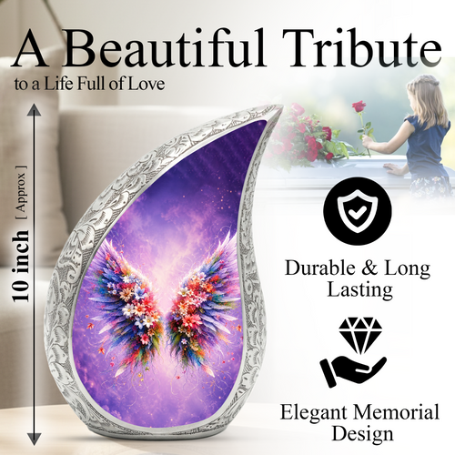 Angel Wings Memorial Urn for Mom, Beautiful Cremation Urn for Women